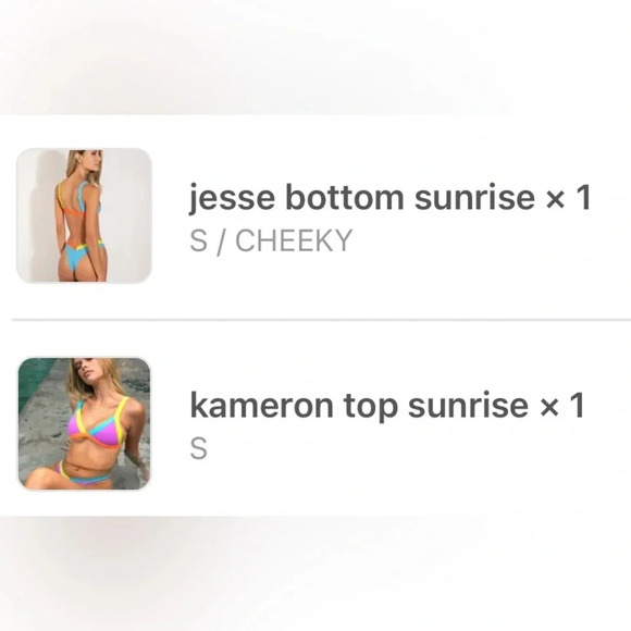 NWT OneOne Swimwear Bikini SET Sunrise Purple Blue Neon Jesse Kameron Small NEW - Picture 5 of 5